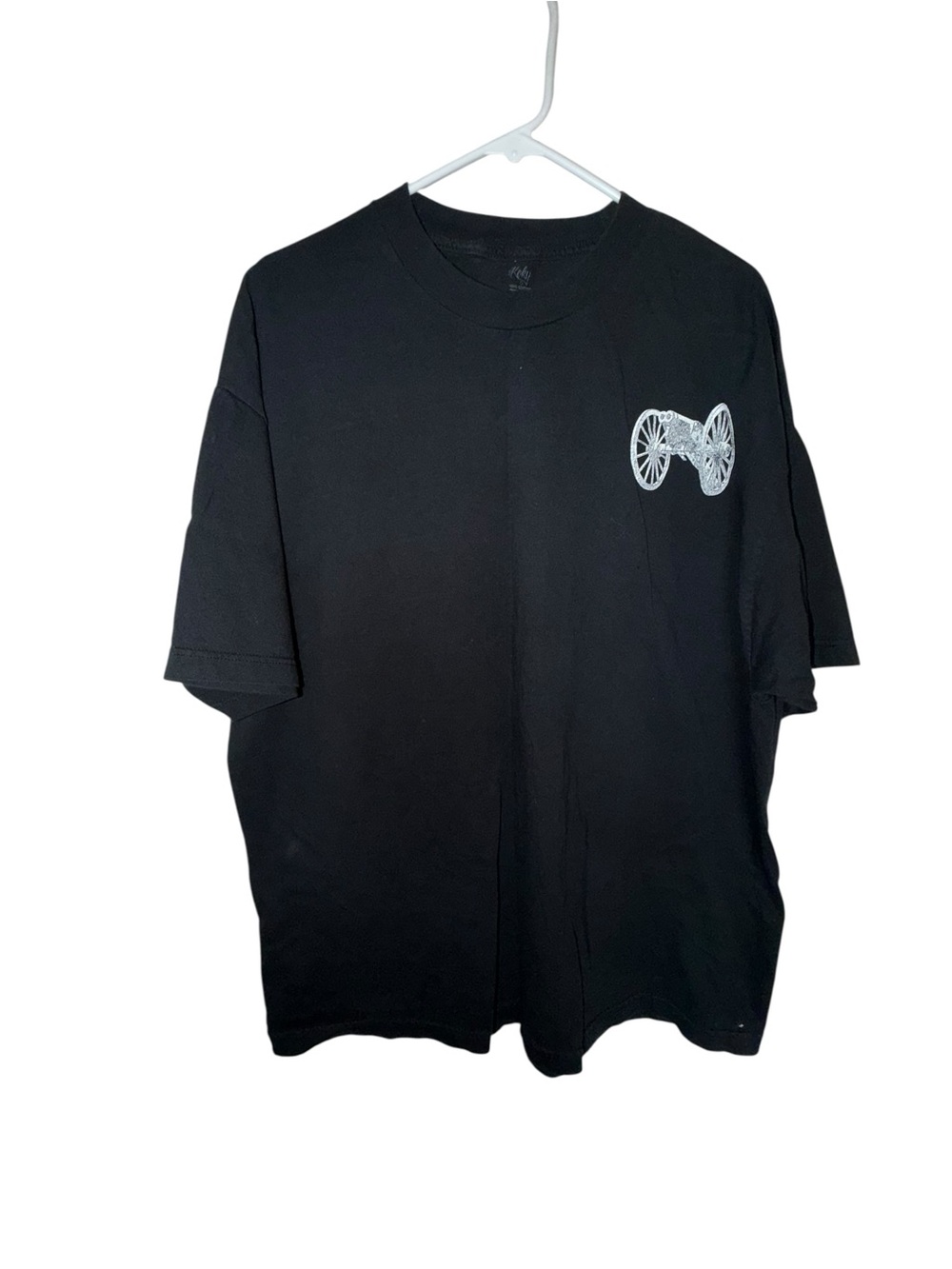 Kirkland Signature Black Short Sleeve Tee with White Wheel Motif